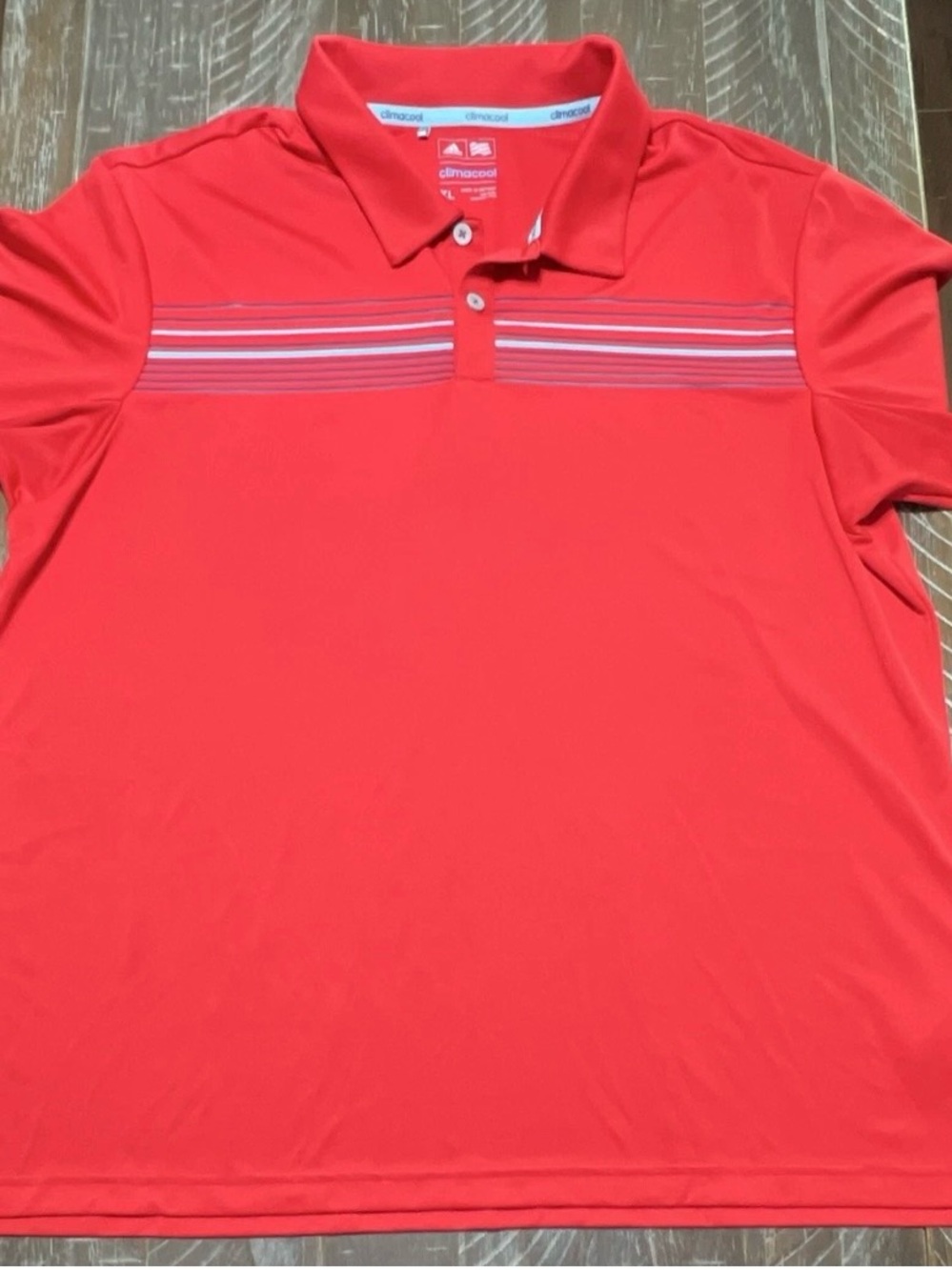 adidas Men's Red Polo with Chest Stripe Detail